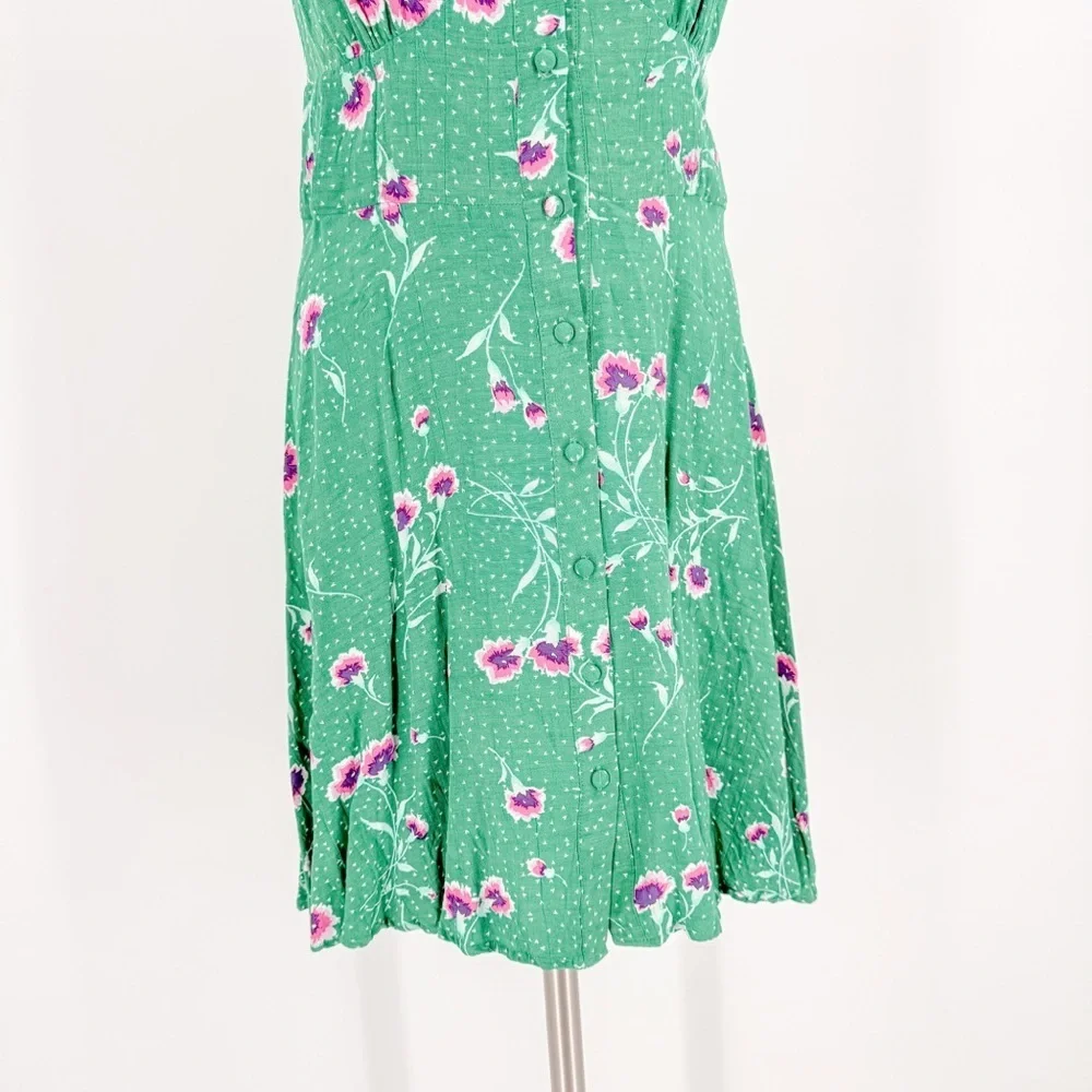 Free People Teal and Pink Floral Mini Dress
